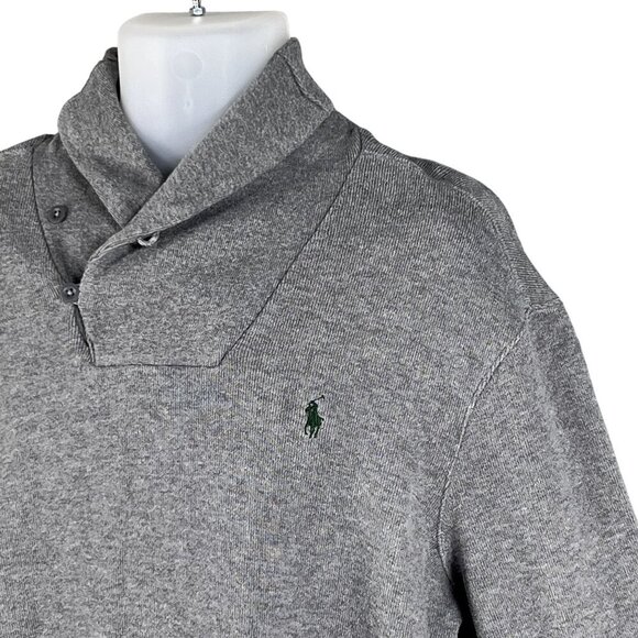Polo Ralph Lauren Mens XL Jersey Shawl Collar Gray Pullover Sweater Quiet Luxury - Picture 3 of 16